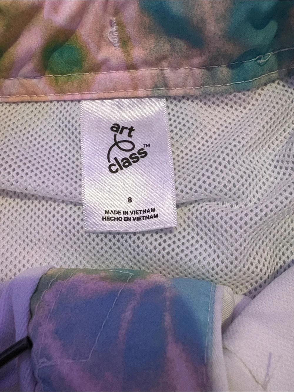 art class Pastel Tie-Dye Swim Shorts in Aqua, Lavender & Mint